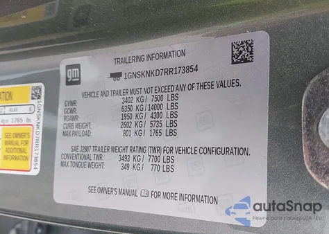 2024 Chevrolet Tahoe 4Wd Lt from USA, damaged, VIN 1GNSKNKD7RR173854